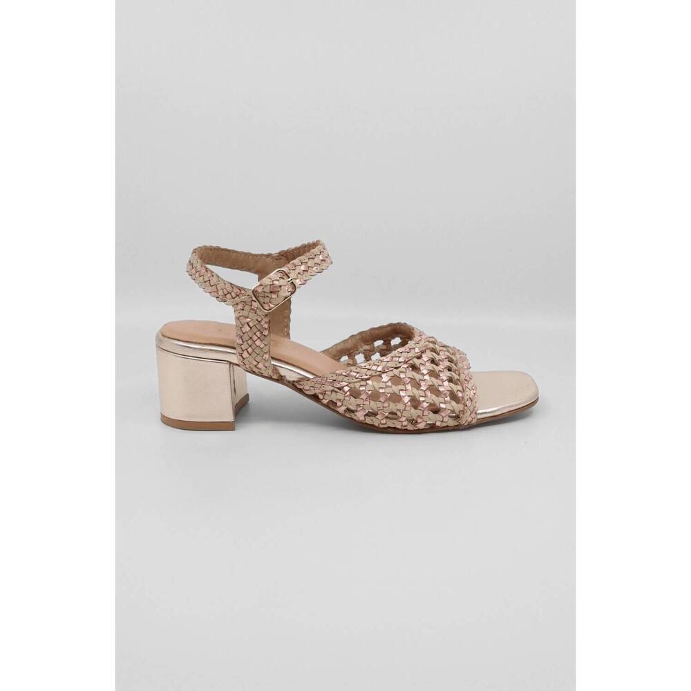 NEW BOS. & CO. women's wendi woven leather sandals in pink mix